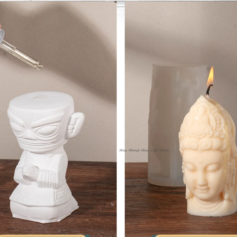 New Silicone Mold Southeast Asian Bergamot Candlestick DIY Buddha Concrete Resin Gypsum Candle Holder Mold Making Mold