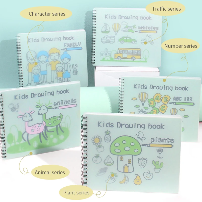 Educational Toy Erasable Coloring Doodle Book Cartoon Children Silicone Drawing Books Magic Drawing Painting Book For Kids