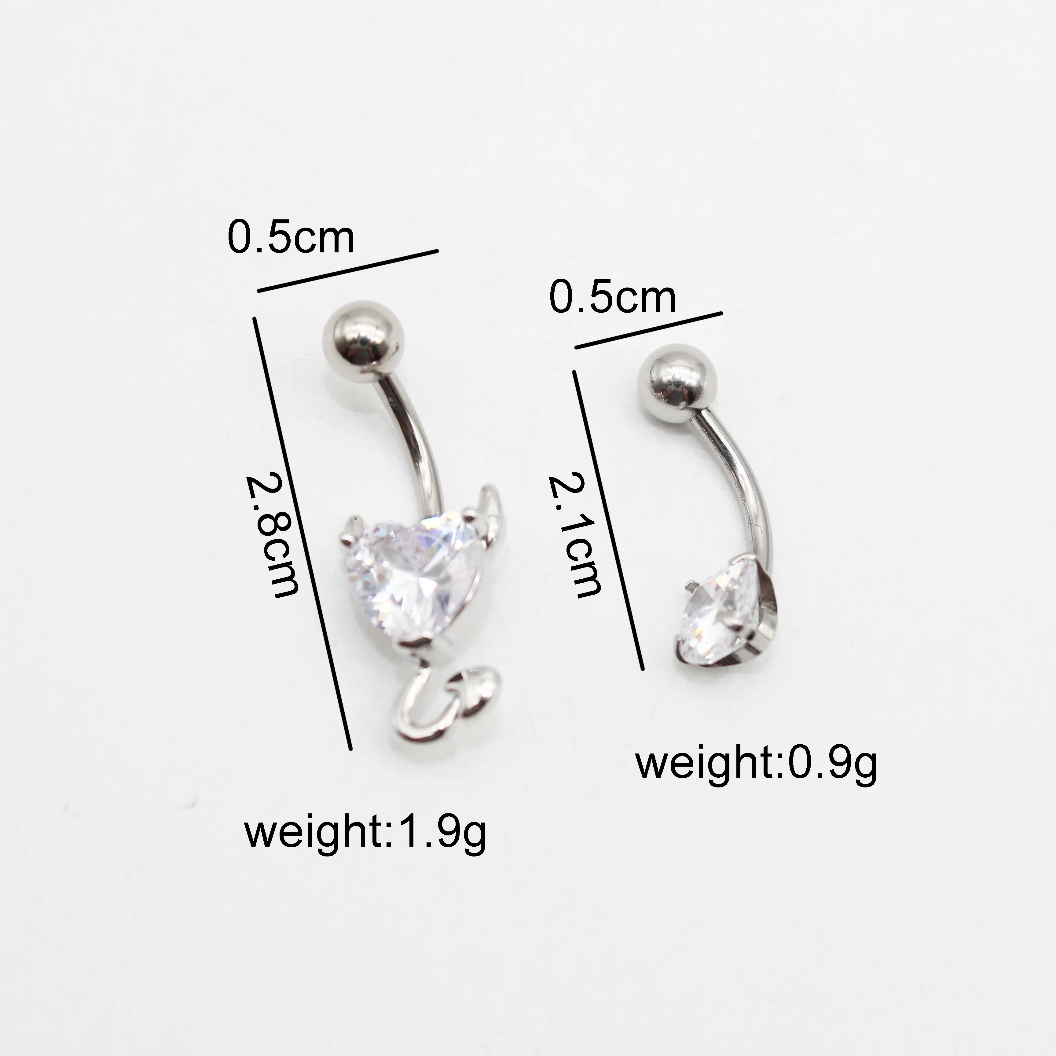 Jachon unique zircon navel ring silver jewelry stainless steel Belly Button ring  butterfly navel nail body piercing jewelry