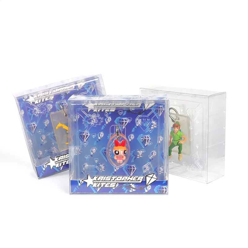 new promotional customized plastic box funko pop key chain keyring cd-keychain cute logo box case custom packaging box