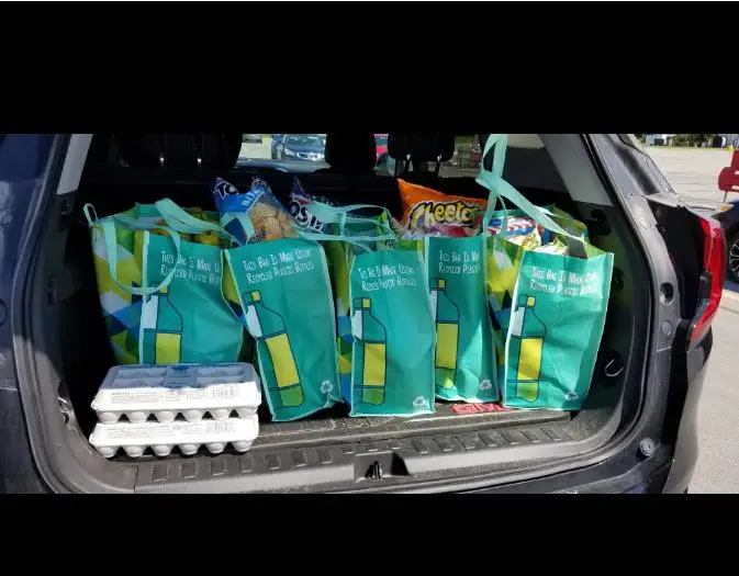 Heavy Duty Reusable Grocery Bag Made from Recycled Plastic Bottles Rpet Eco Friendly Tote Shopper Bag