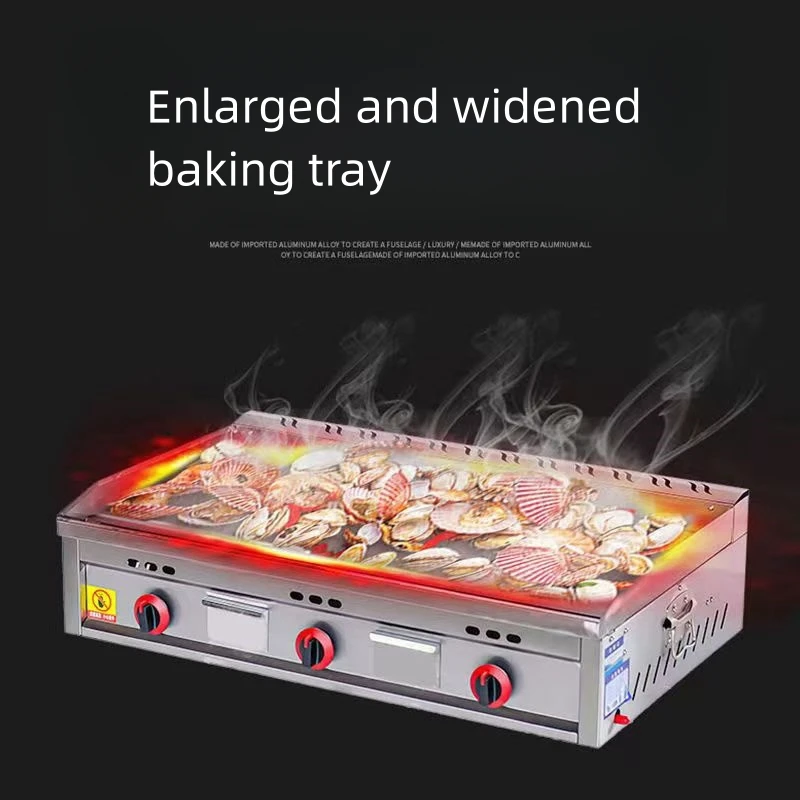 Industrial Portable Pancake Machine with 3 Burners and Carbon Steel Grill Desktop Cooktop for Home and Office Use
