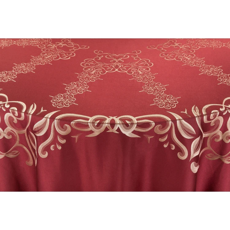 Classic Floral Scrolls Tablecloth with Buttercup leaves Damascus veins Paisley Kashmir Pattern