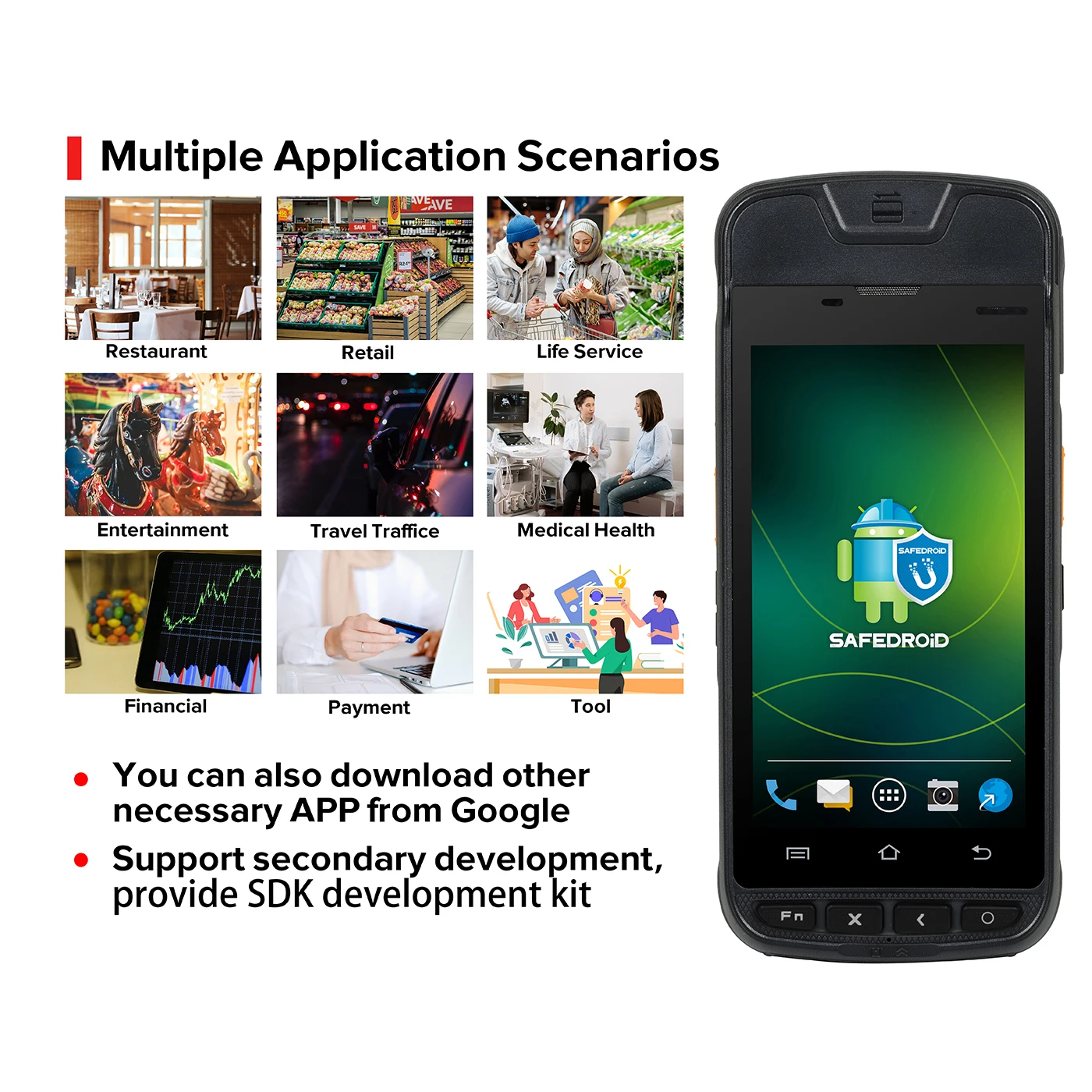 Urovo i9000s портативный android Портативный сенсорный экран POS системы Мобильный pos машина NFC терминал с принтером