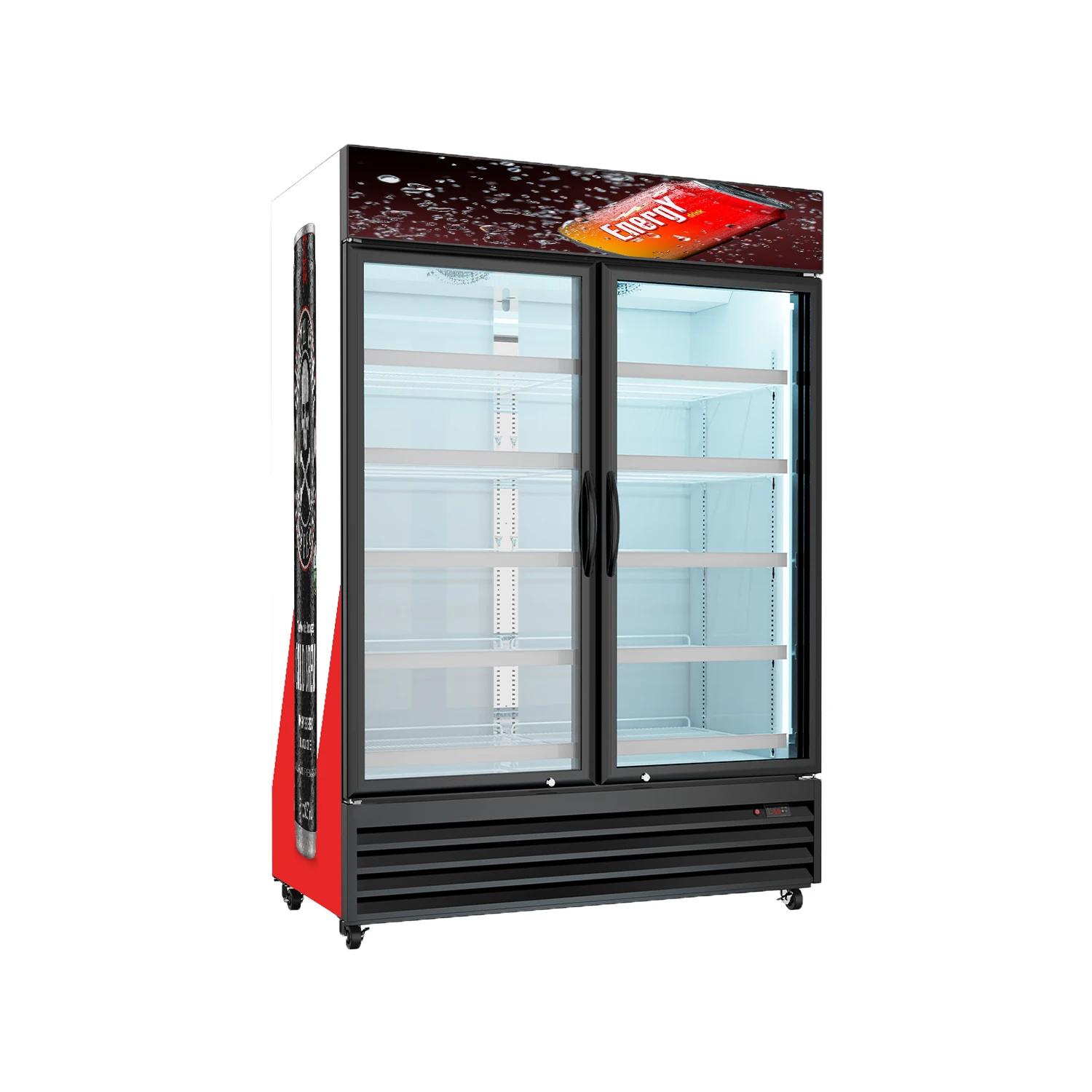 APEX VD-1000 Commercial Hinged Double Glass Door Merchandiser Refrigerator 35.3 cu.ft