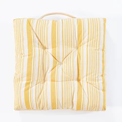 2022 Latest Strip Printing Design Skin Friendly Soft Square Chair Back Cushion Cotton Seat Pillow Cushion with Handle