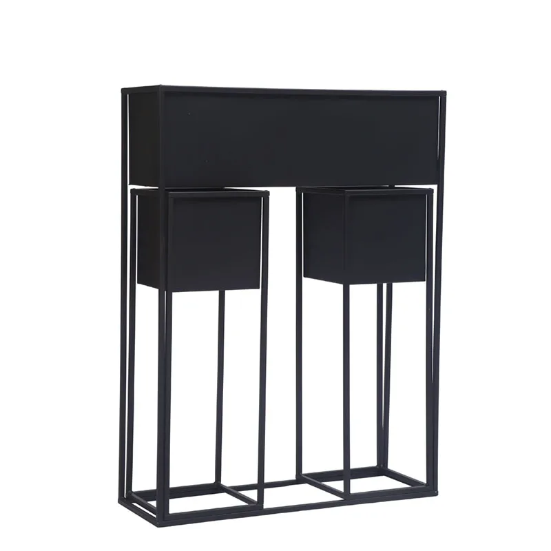 Metal Plant Stand Indoor Outdoor Flower Pot Rack Plant Stand Set of 3 for Patio Living room Garden Bedroom Metal Square Set