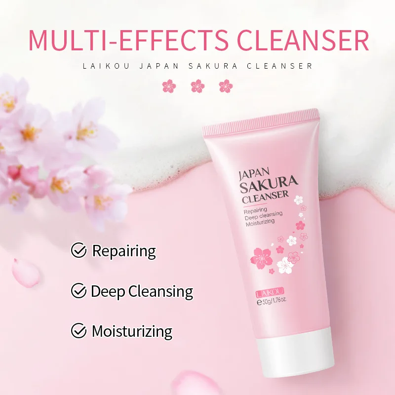 Japanese Sakura Facial Cleanser moisturizes skin cleanses pores and hydrates Skincare cleanser