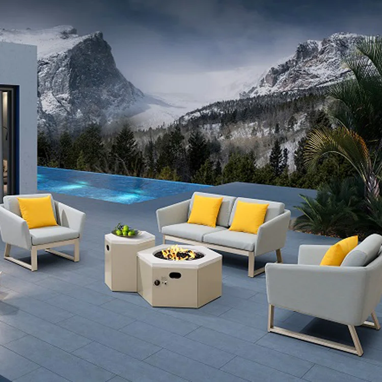 Роскошная уличная мебель подлокотник дизайн olefin ткань открытый диван алюминий