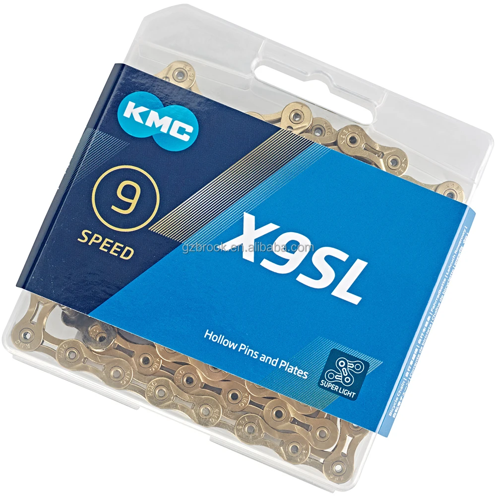  Цепь велосипедная KMC X9SL Золотая цепь 116 звеньев с полыми штифтами и пластинами для велосипеда Shimano
