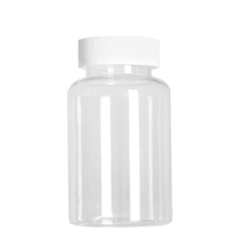 High quality 300ml plastic pet Safety knob transparent capsules pill bottles