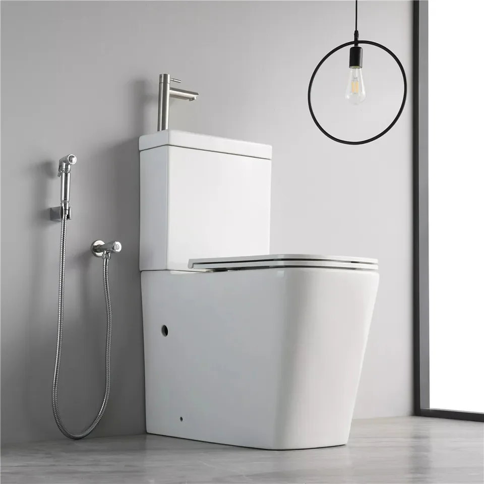 2 in 1 water saving commode ceramic toilet bowl and hand wash basin combination combo wc toilet set with built in sink