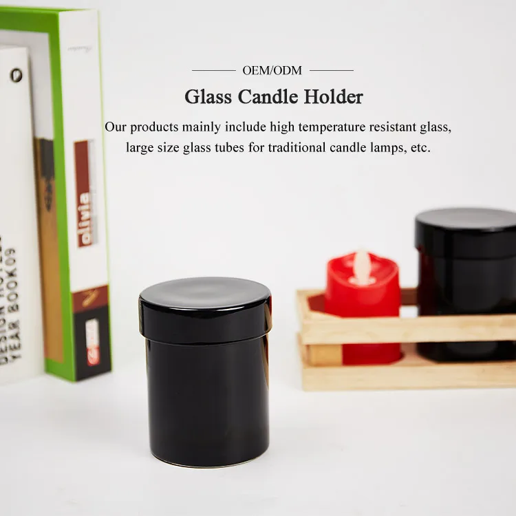 Custom Logo Luxury 8OZ 10OZ 14 oz Container Black Thick Empty Frosted Glass Candle Jars With Lid For Candle Making