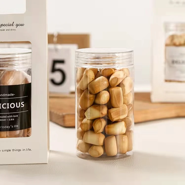 Food Jar Square Candy Jar with Lids Wholesale Clear Empty Food Grade 25/30/35/40/45g 700ml Big Plastic PET Customized Candy Gar