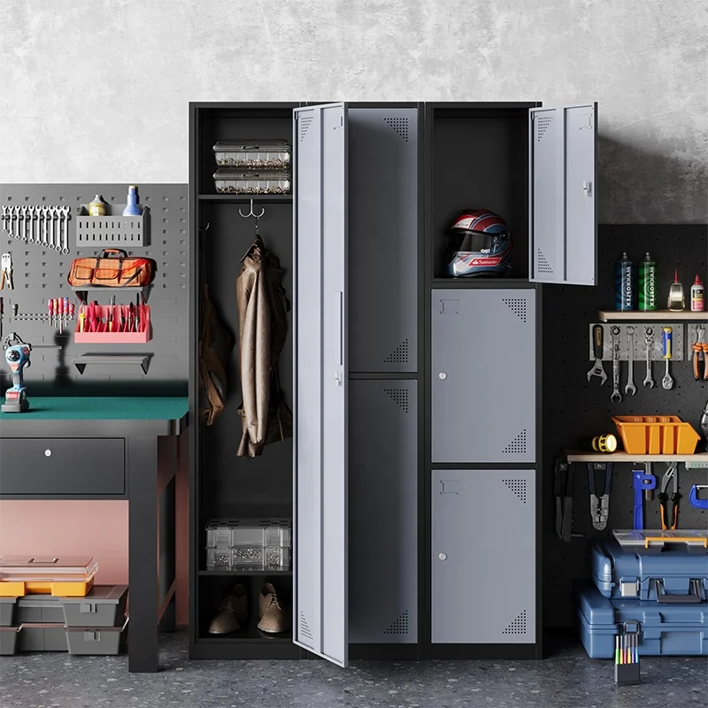 Modern 6-Tier Metal Locker with 6 Doors Bedroom Furniture Storage Unit for School Gym Office Mudroom Employee Lockers with Keys