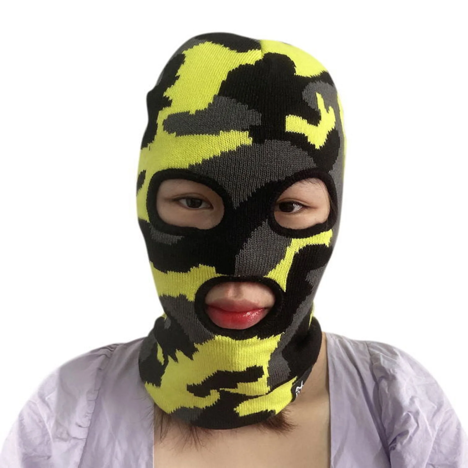  wholesale men acrylic jacquard design full face mask custom 3 hole knit ski balaclava