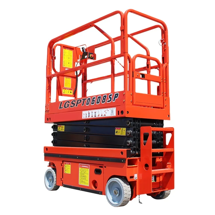 Hydraulic electric universal wheel manual scissor lift tracked with four-way wheel