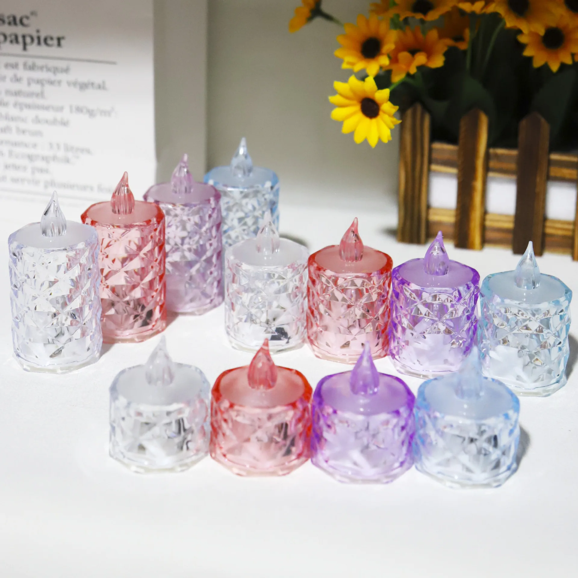 Beautiful LED Flameless Candles Flickering Crystal Candles Battery Included Romantic