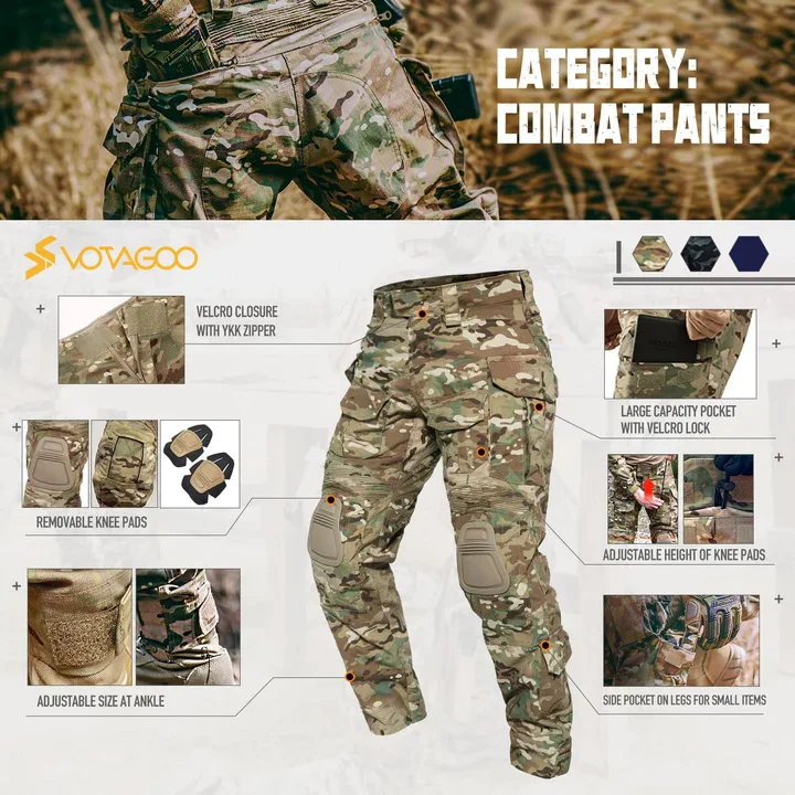 VOTAGOO Wholesale Tactical Airsoft Paintball T Shirt Pants Suit CP Multicam Camo Frog Suit G3 Uniform