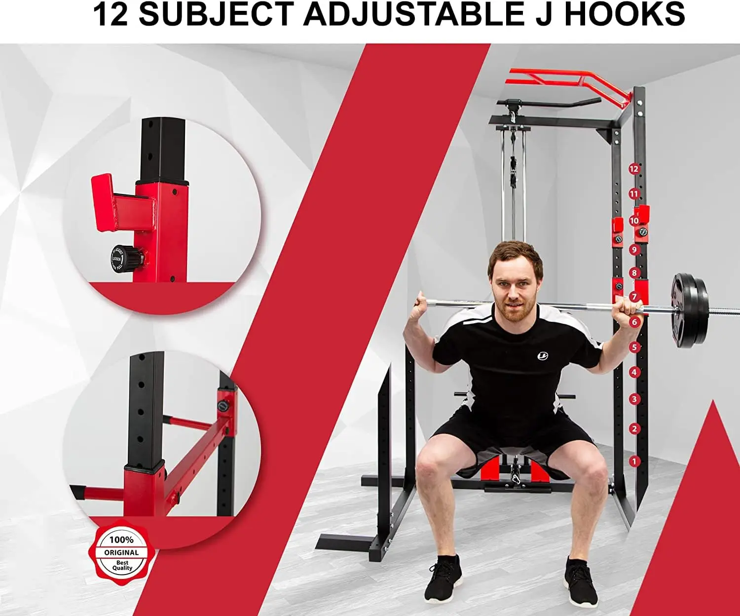 High Performance Quality Squat Rack and Solid Steel Construction Adjustable Cable Crossover System and More Training Attachment