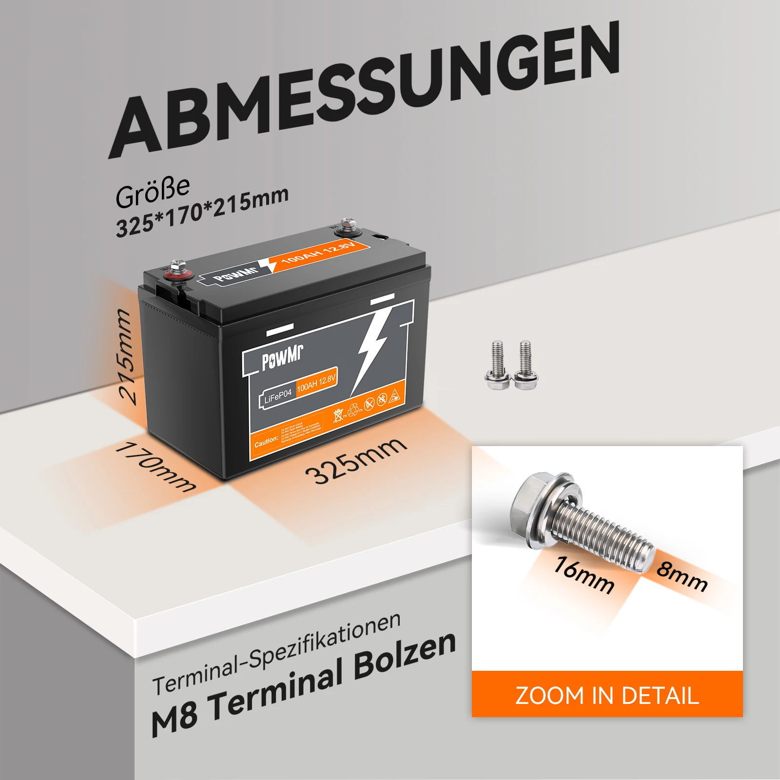 PowMr Rechargeable 100AH 12.8V Lithium ion battery Support series and parallel LiFePO4 Battery