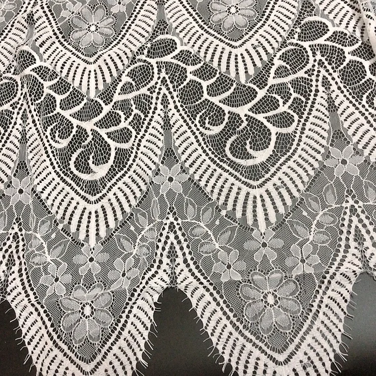 Custom garment accessory eyelash lace fabric chantilly embroidery type LT20493