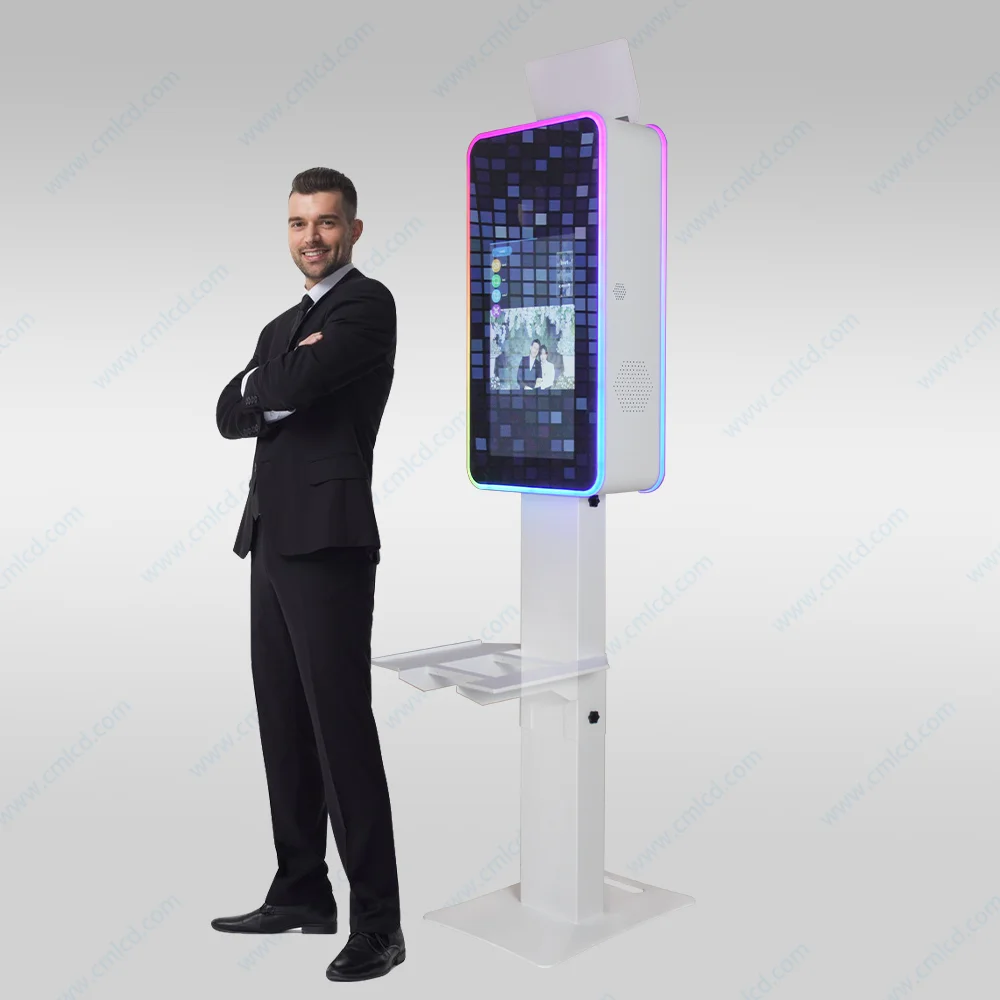 Intimate Celebration Photo Station: Mini Touch Screen Selfie Booth with LED Frame and DSLR Camera - Rent or Buy