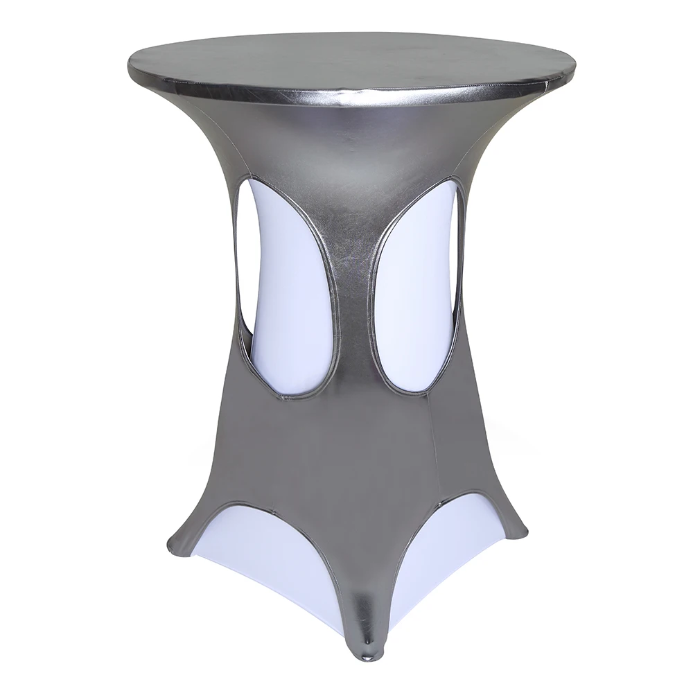 
round metallic spandex highboy table cover fitted cocktail table cover for wedding party event decoration 