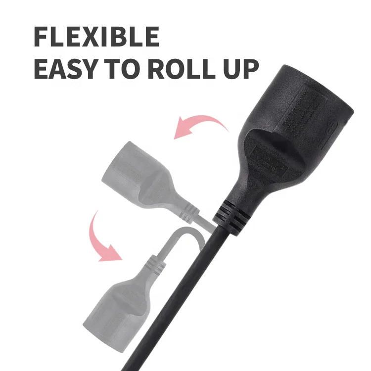 
European style ip44 black extension cord/25m rubber waterproof extension leads 