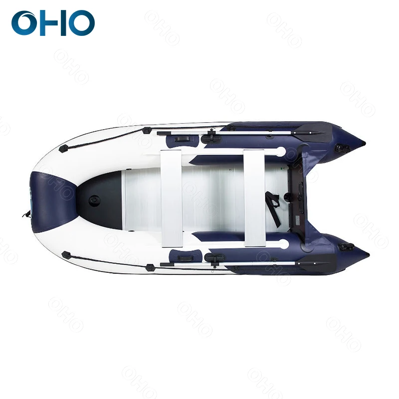 OHO 3m 4m Inflatable Aluminum Floor Bottom Rubber Boat Custom PVC Fishing Rescue Speed Rowing Boat with Motor for Sale