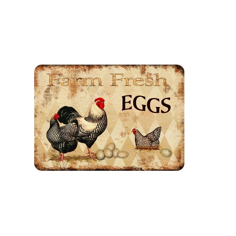 Retro plaque metal decor signs farm fresh eggs vintage animals metal tin signs retro home pub bar cafe pets shop decor