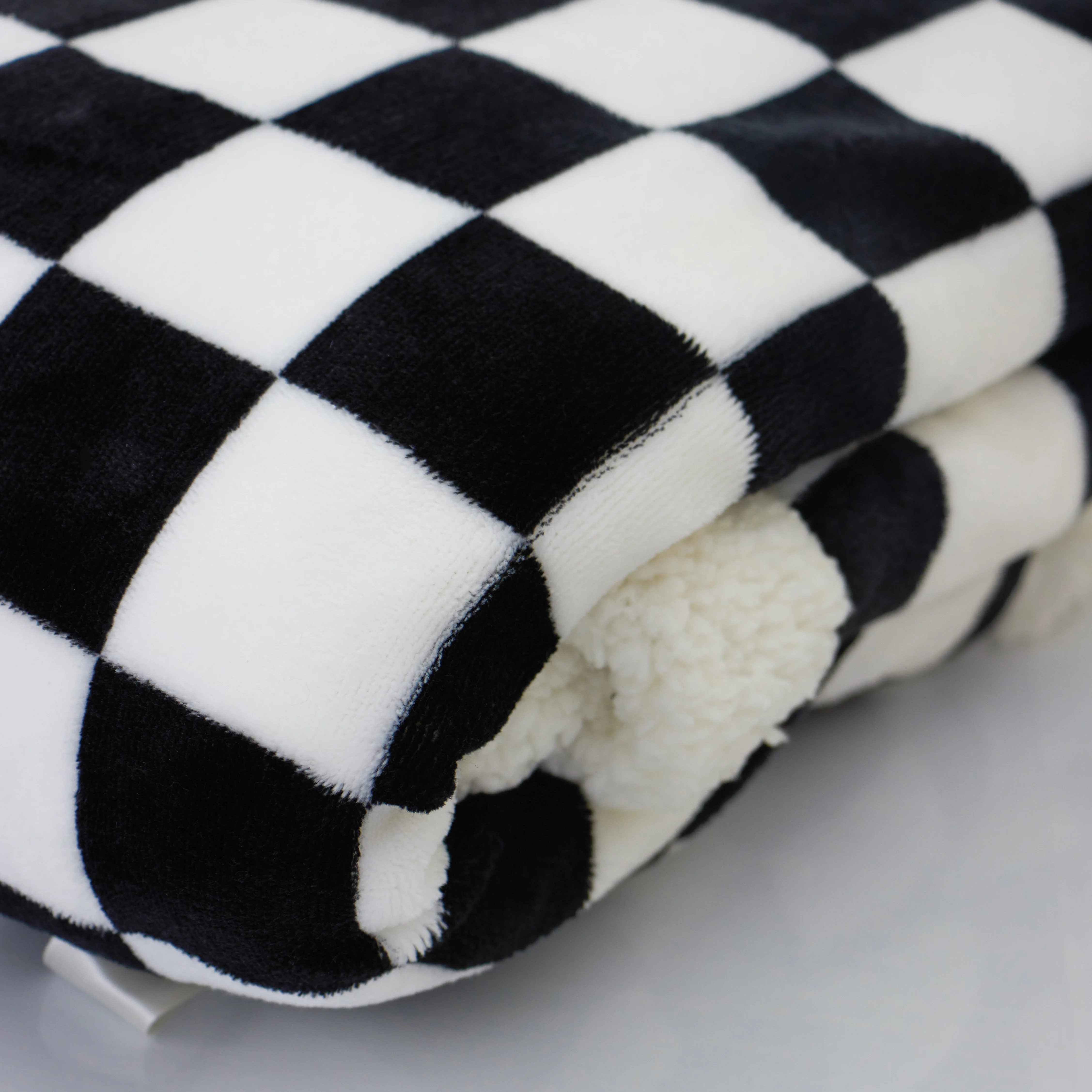 custom printed checkered blanket Nordic Fluffy Throw Warming Checkerboard Blanket Super Soft Flannel Sherpa Blankets