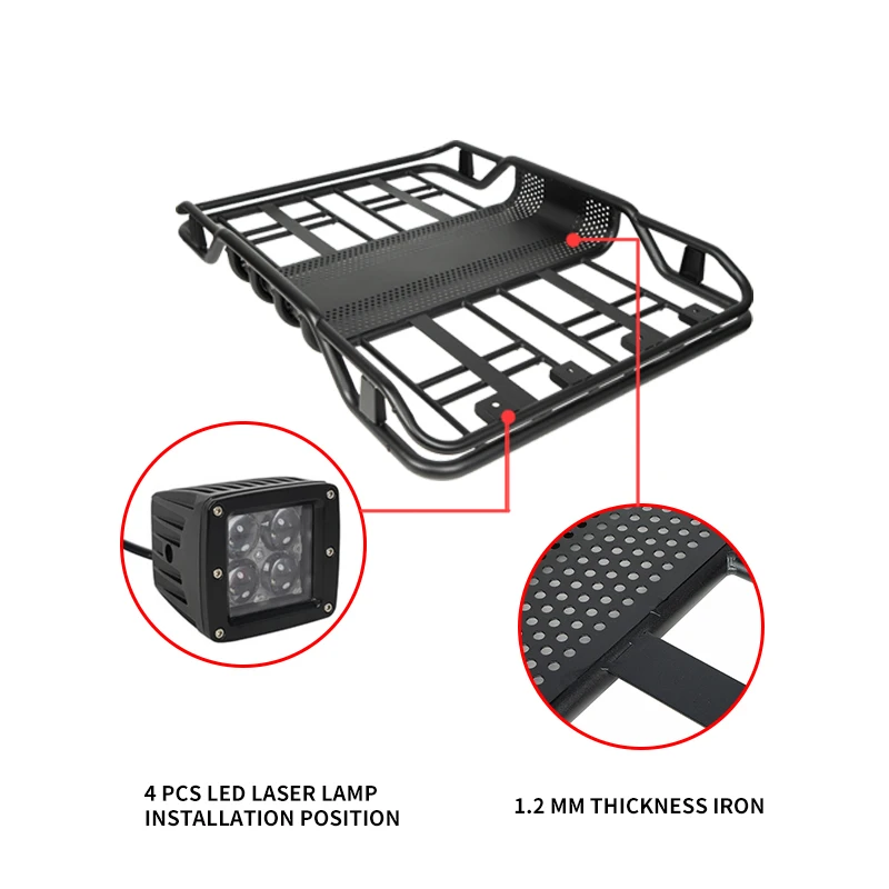 Simple design with one-piece iron roof rack 4x4 hollowed out stable structure can be matched with crossbar for pickup trucks