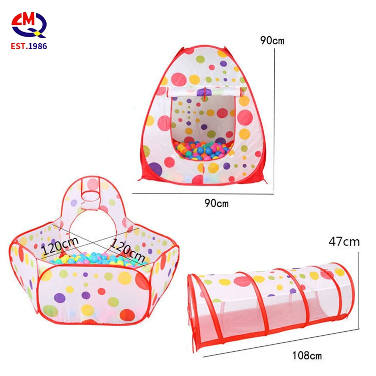 3 Pcs Kids Foldable Tent House Toys Outdoor Indoor Toy Multicolor Children Play Tent With Play Crawl Tunnels