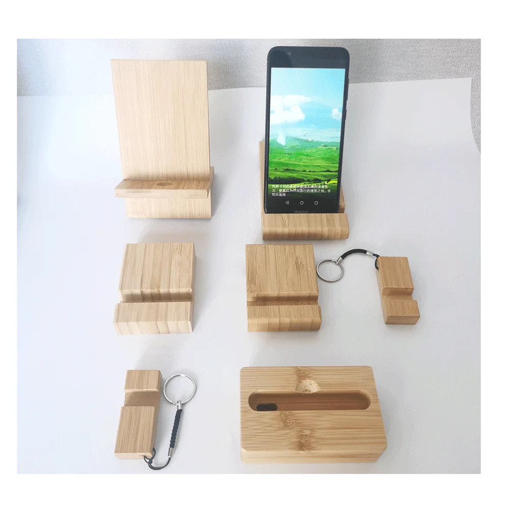 Mini Wooden Bamboo Speaker Wood Portable Speakers Cell Phone Holder Loudspeaker Car Play Holder