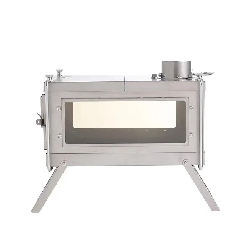 Hot Tent Stove Backpacking Cooking Heating Firewood Camping Titanium Wood Stove   With Roll Chimney Damper Outdoor