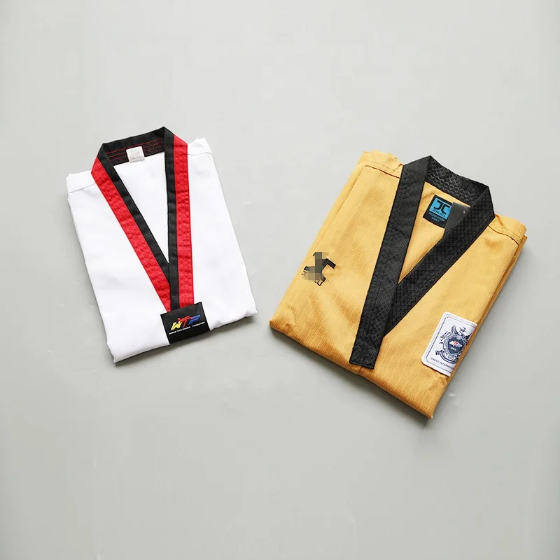 
High quality cotton Ribbed fabric training wtf taekwondo uniform 