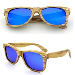 High quality handmade Custom Logo Style polarized lens wooden sunglasses & Bamboo Case zebra wood eyewear  for women men