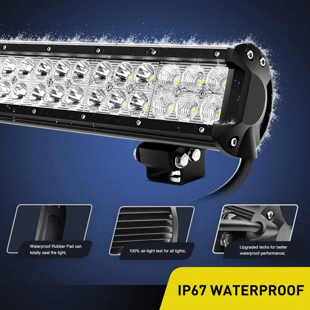 New Full Black 20Inch DC12V 24V Input Car 126W CREES LED Offroad Light Bar Flood Spot Combo Beam