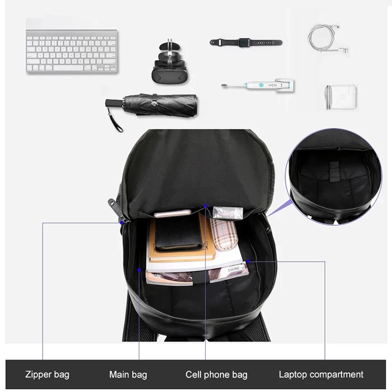 Men Backpack Leather School Backpack Bag Fashion Travel Bag Backbag Back Pack Laptop Bag For Man Backpack