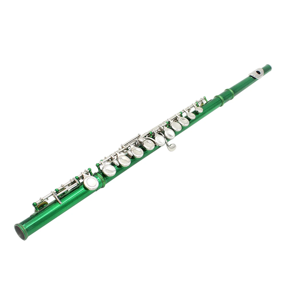 Closed Hole C Flute 16 Hole Flute Instrument for Beginner Children Music Lover Green