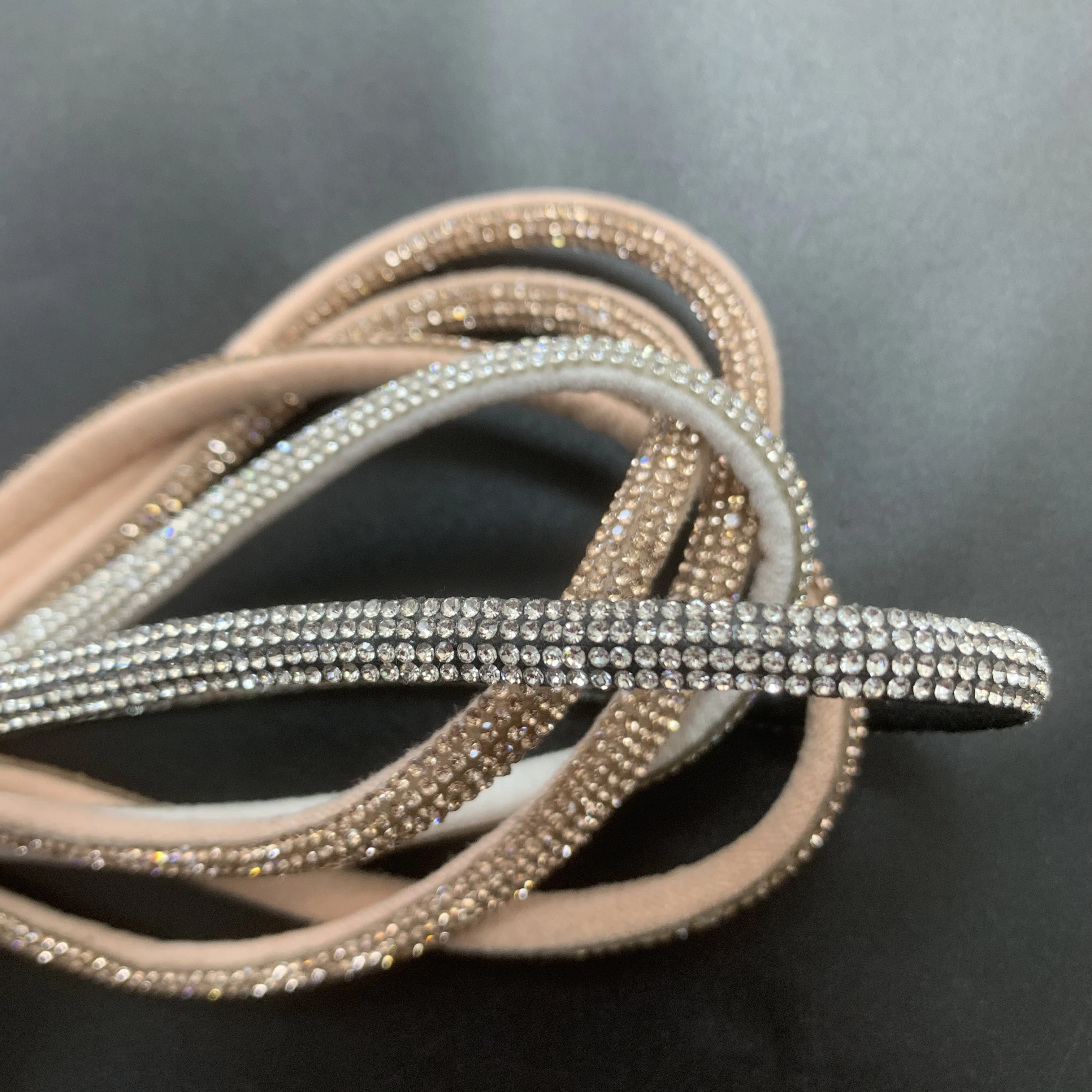 Hot Sale Rhinestone Cotton Cord String Tube Rope Tape For Shoe Decoration