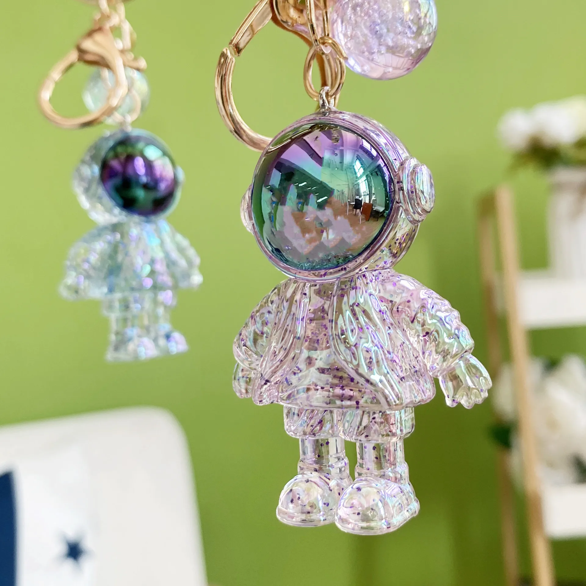 New Cartoon Astronaut Decor Action Figures Crystal  Crystal Space  Astronaut Keychain