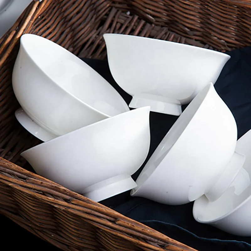 Dubai Restaurant Wares Holiday Dishes Jingdezhen 52 56 58 pcs Porcelain Ceramic Plate White Bone China Tableware