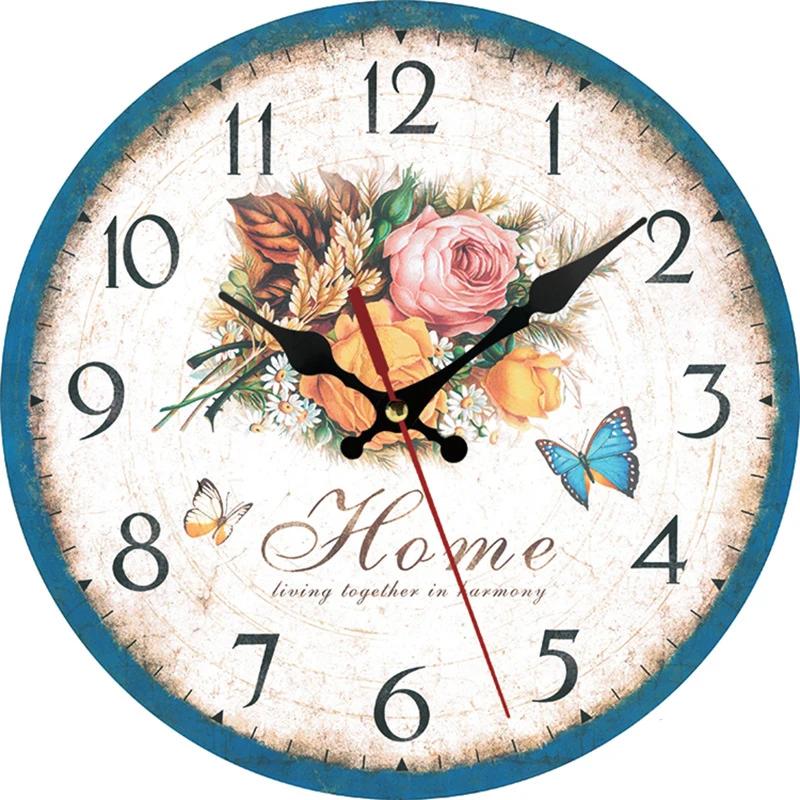 Custom Large Wooden Wall Clocks Vintage Quartz Clock Movement Clocks And Watches  Home Decor For Living Room