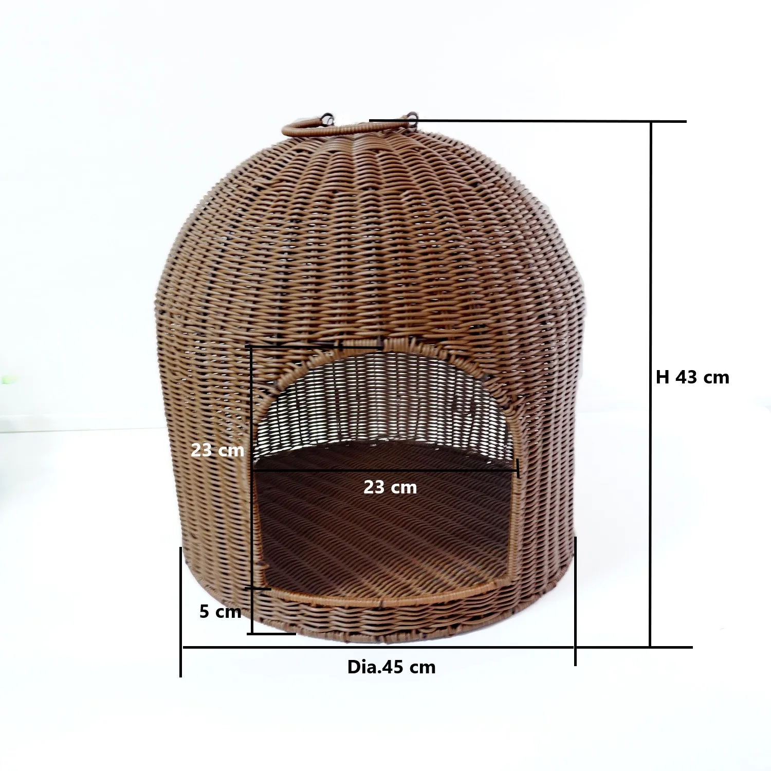 XH Luxury Handmade weaving Plastic Rattan resin wicker Woven Washable dog home cat Kennel house with mattress Pet cages basket