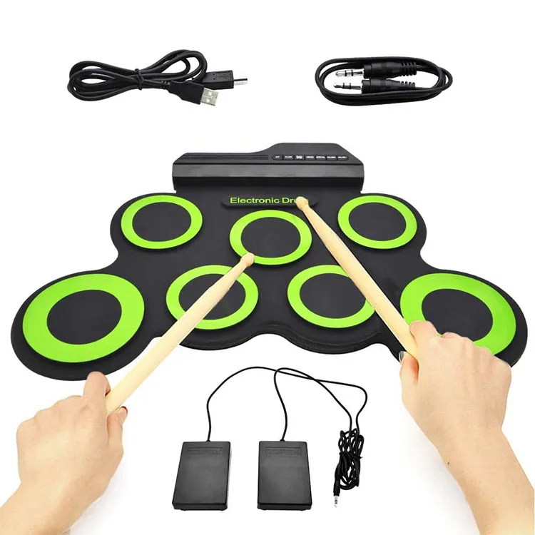 Small Silicone Percussion Full Kids Drums Set Toys Portable Electronic Drum Set