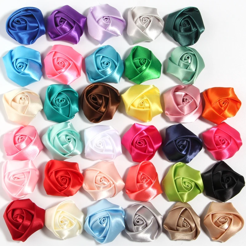 3.6cm 1.4inch Mini Shiny Fabric Flowers for Wedding DIY Accessories Clothing Hats Shoes Decoration Headdress