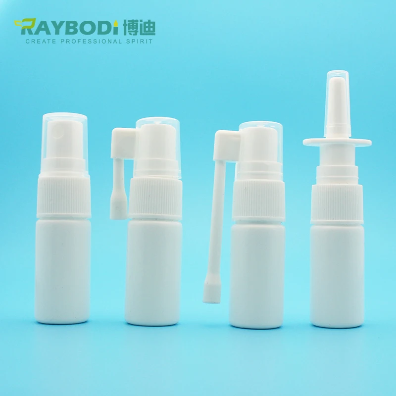 10ml 20ml 30ml 1oz Solid White Plastic Oral Care Mist Atomizer 360 Rotation Deep Throat Spray Bottle For Sore Throat Refief