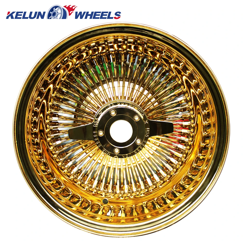 New Chrome Wire Wheel 13 14 inch classical luxury car 5x120.65/127/114.3 all gold Wheels